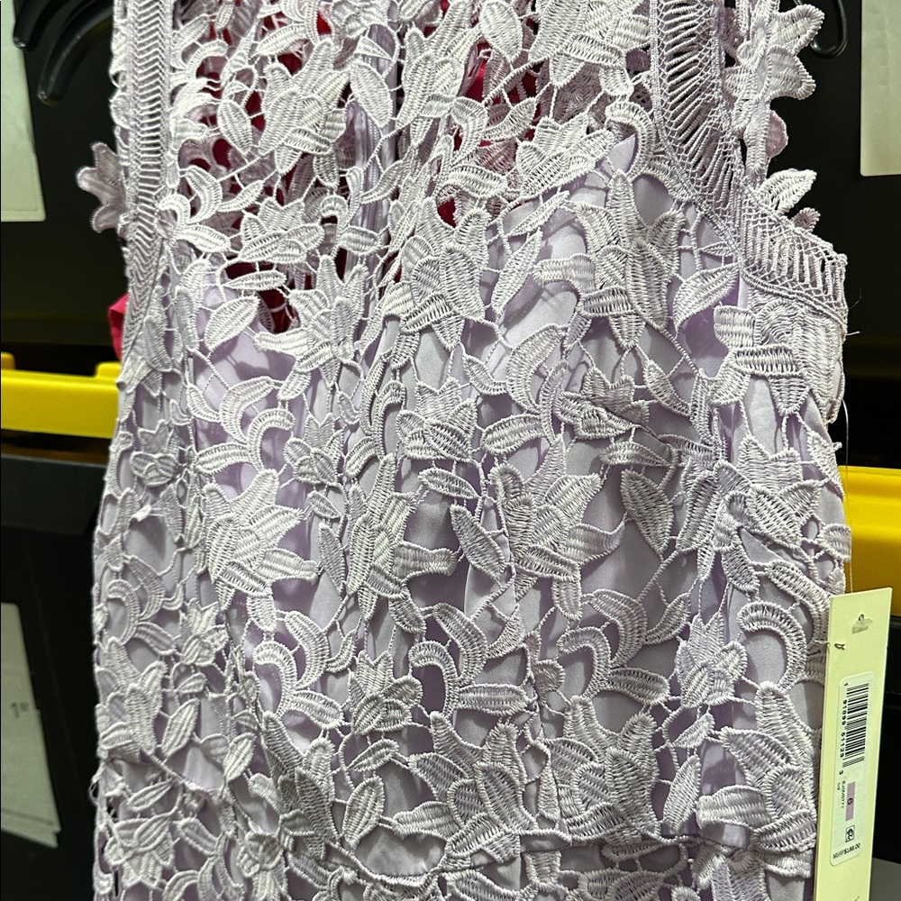 ELIZA J Asymmetrical Lace Midi Dress - Lavender MSRP $188 NWT Size 6 - Picture 5 of 6